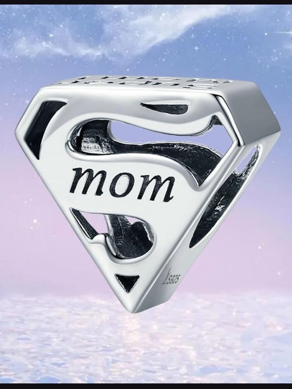 Retired Super Mom Sterling Silver Charm For Pandora Style Bracelets